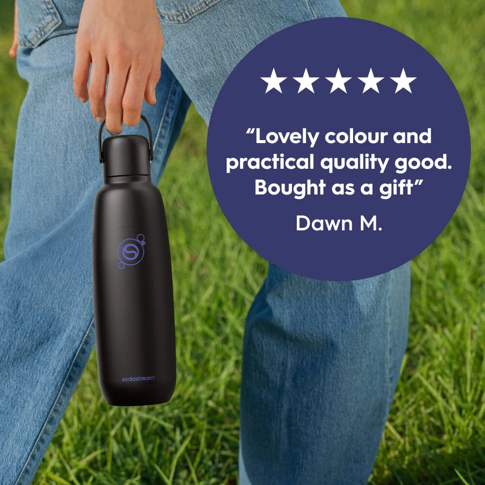 Sodastream Black Fizz & Go® Stainless Steel Bottle 900ml | Insulated Sparkling Drink Bottle - Image 4
