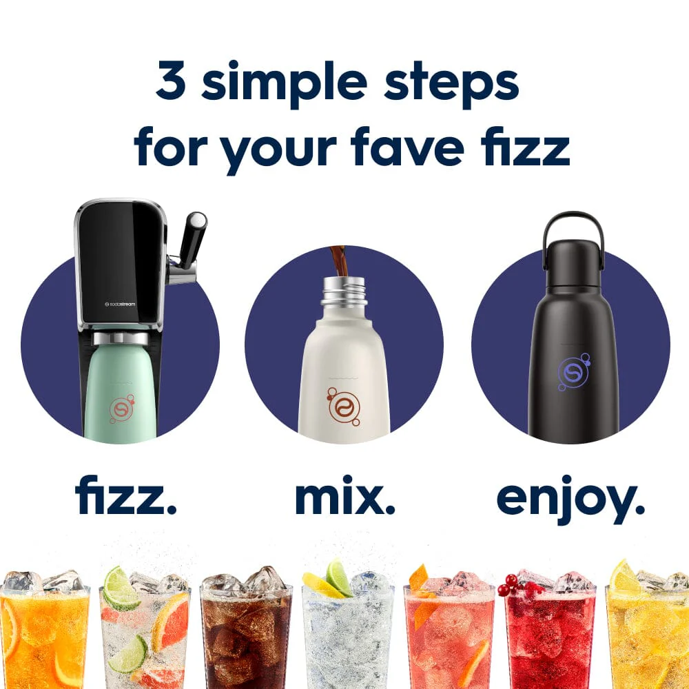 Sodastream Black Fizz & Go® Stainless Steel Bottle 900ml | Insulated Sparkling Drink Bottle - Image 5