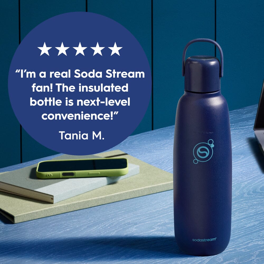 Sodastream Blueberry Fizz & Go® Stainless Steel Bottle 900ml | Insulated Sparkling Drink Bottle - Image 4