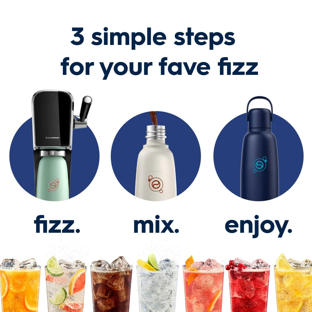 Sodastream Blueberry Fizz & Go® Stainless Steel Bottle 900ml | Insulated Sparkling Drink Bottle - Image 5