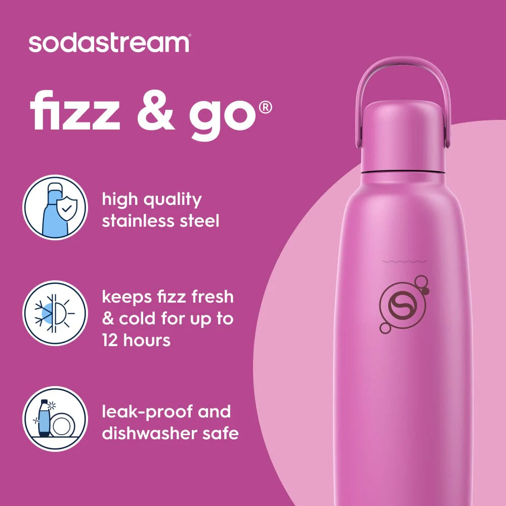 Sodastream Guava Fizz & Go® Stainless Steel Bottle 900ml | Insulated Sparkling Drink Bottle - Image 2