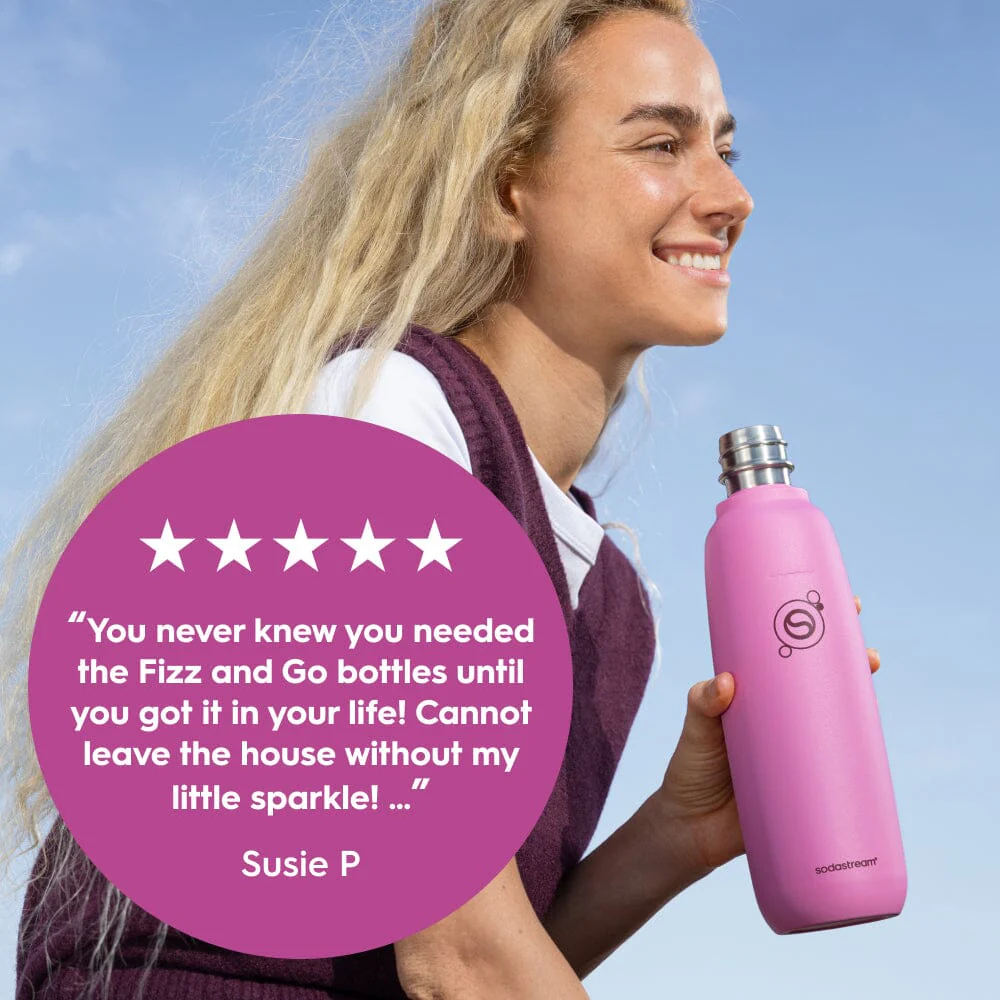 Sodastream Guava Fizz & Go® Stainless Steel Bottle 900ml | Insulated Sparkling Drink Bottle - Image 4